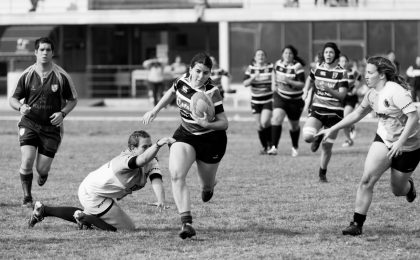 Player practicing focused processes during rugby training